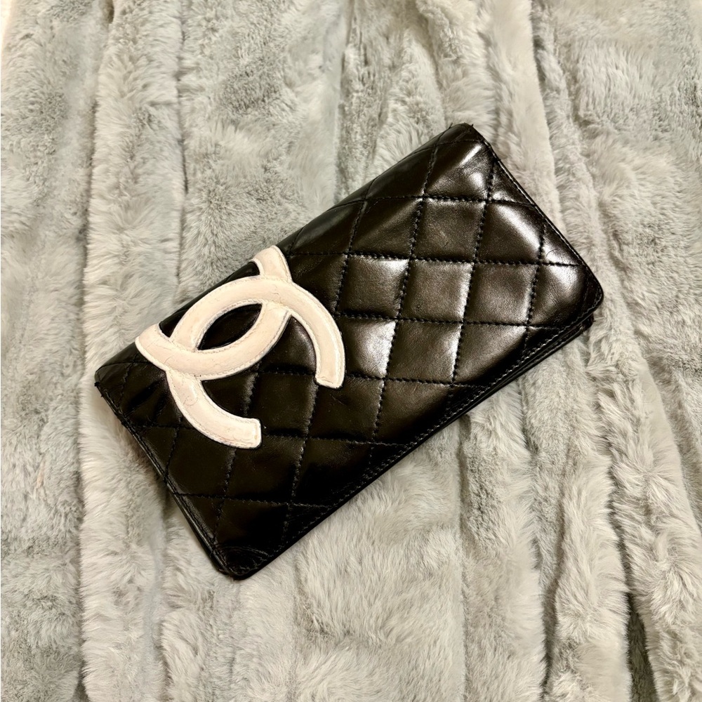 Chanel Cambon Black Quilted Leather Wallet